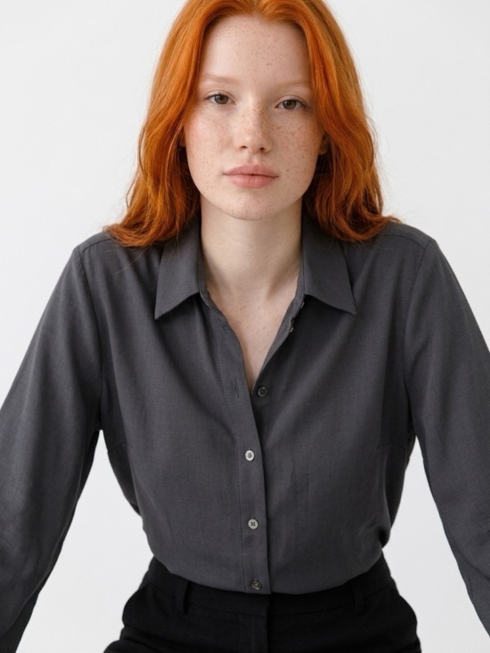 Ann Taylor Dark Green Button Down Blouse Size XL